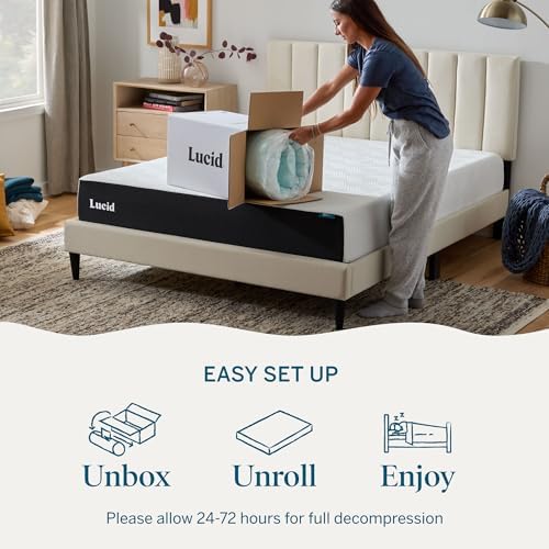 Lucid 4 Inch Memory Foam Mattress Topper, Twin Size – Cooling Gel Bed Topper – - Image 6