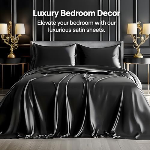 BEDELITE Satin Sheets Full Size Bed Set, 4 Pieces - Image 2