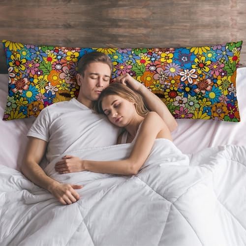 Hippy Floral Body Pillow Pillowcase Retro 80s 90s Flower Long Body Pillow Cover - Image 6