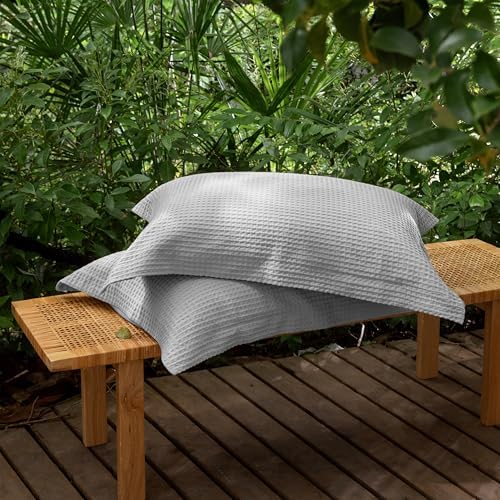 CHUFFED 100% Cotton Waffle Weave Pillowcases 2 Pack Queen Size, 20x30 Inches - Image 7