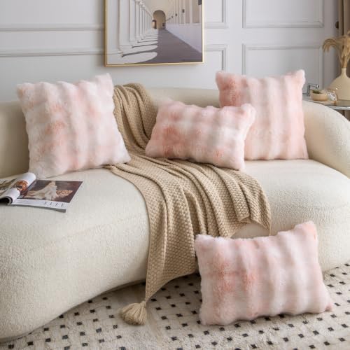 MADIZZ Pack of 2 Thick Plush Faux Wool Throw Pillow Covers Soft Boho Throw - Image 4