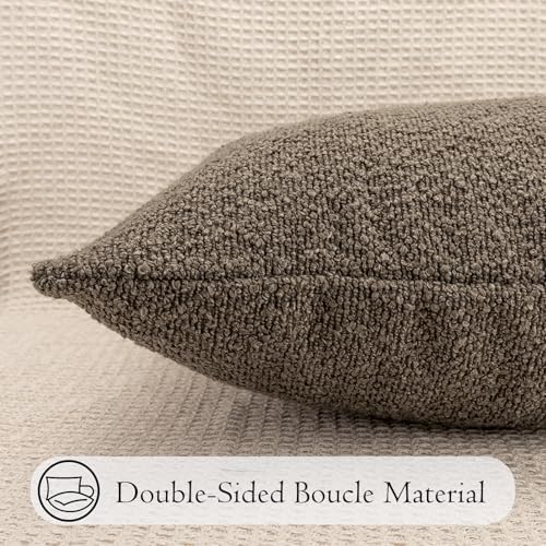 JoraLion 14x36 inch Boucle Lumbar Pillow Cover, Dark Brown Woven Texture - Image 7