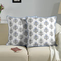 Ridhi Block Print Mughal Buta Blue Pillow Cover 24" x 24" Decorative Couch by Ridhi