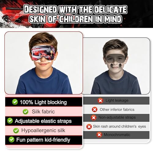 FrgKbTm 2 Pcs Sleep Mask for Kids Boys, Silk Eye Covers for Sleeping, - Image 5
