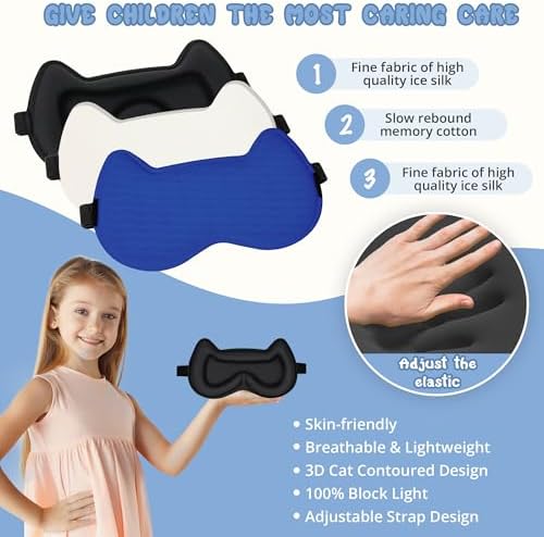 Kids Sleep Mask Eye Mask: 3D Contoured Cup Sleeping Masks Pressure-Free - Image 4