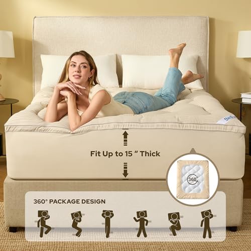 BEDLORE Twin Mattress Topper, Thick Pillow Top Bed Cover Soft Mattress Pad - Image 4