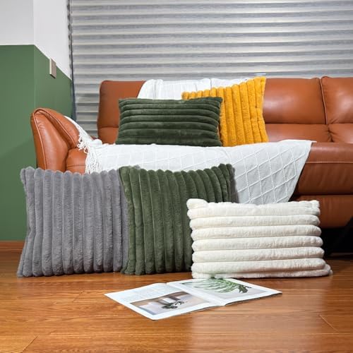 COTEY 18x18 Decorative Faux Fur Throw Pillow Covers Set of 2- Dark Gray - Image 6