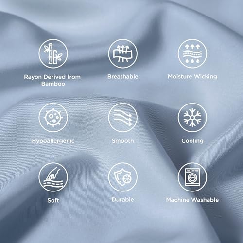 Bedsure Light Blue Pillow Cases Queen Set of 2, Rayon Derived from Bamboo - Image 6