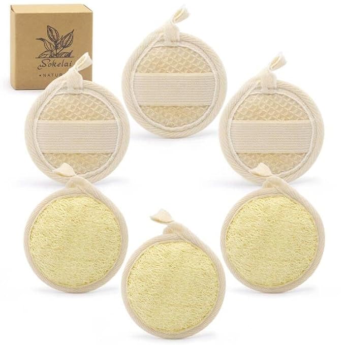 Exfoliating Loofah Sponge Pads Face loofa Brush 6 Pack 3.15 inches Made of 100% - Image 2