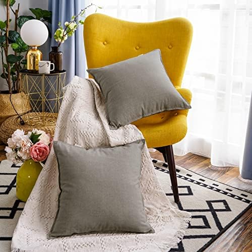 Jeanerlor Set of 2 20"x20" Pillowcase Cousion Cover Decor Cotton Linen - Image 2