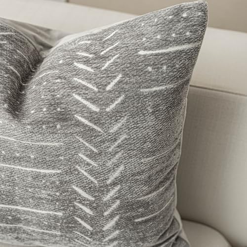 BlissBlush Decorative Throw Pillow Covers 20x20 Set of 2, Light Gray Soft Woven - Image 4