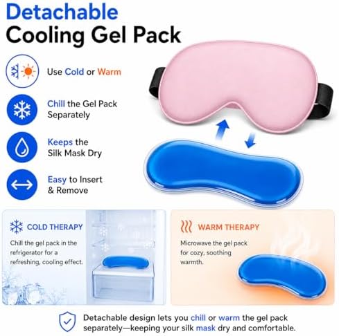 Cooling Sleep Mask with Mulberry Silk Surface & Removable Gel Pack - Image 3