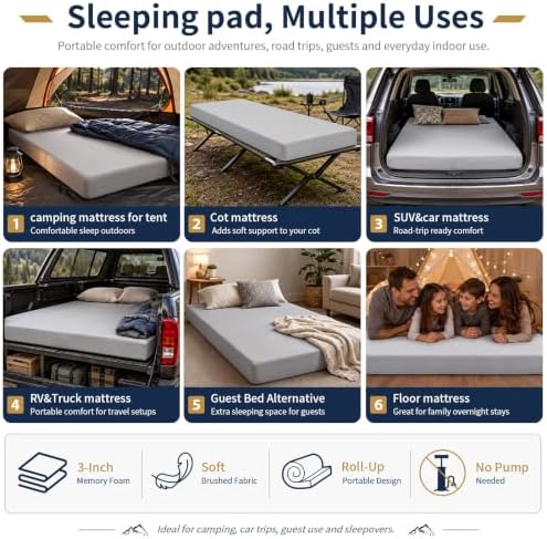 CYMULA Memory Foam Camping Mattress Pad, Sleeping Pad - Image 6