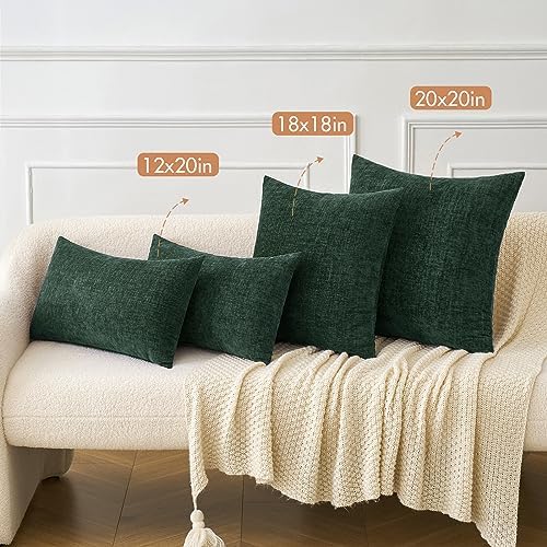 MIULEE Soft Chenille Throw Pillow Covers Green 16x16 Inch Pack of 2 - Image 5