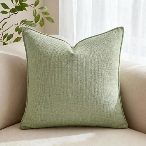 Fancy Homi Set of 2 Euro Sham Sage Green 24x24 Inch Soft Chenille Decorative - Image 7