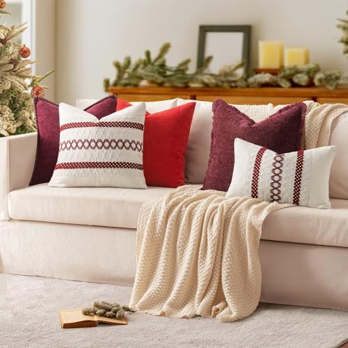 MIULEE Decorative Couch Throw Pillow Covers 20x20 Inch Burgundy Red 2 Pack - Image 5