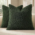 decorUhome Sherpa Decorative Throw Pillow Covers 26x26 Set of 2 Olive Green by decorUhome