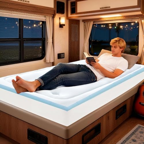 Hansleep RV Short Queen Mattress Topper Memorry Foam, Camping Queen Foam by Hansleep
