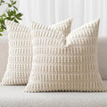 MIULEE Corduroy Decorative Throw Pillow Covers 16x16 Cream White Pack of 2 by MIULEE