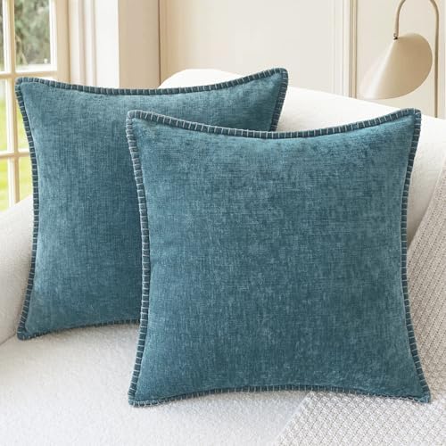 CaliTime Decorative Couch Throw Pillow Covers 20 X 20 Inches Smoke Blue by CaliTime