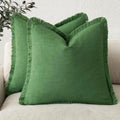 Foindtower Decorative Linen Fringe Throw Pillow Covers 18×18 Forest Green by Foindtower
