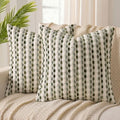 ANRODUO Boho Decorative Throw Pillow Covers Cream Olive 18x18 Inch Set of 2 by ANRODUO