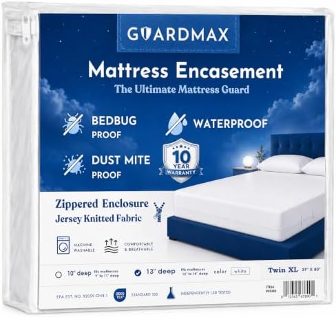 Guardmax Twin XL Mattress Protector Zippered, Bed Bug Mattress Cover by Guardmax