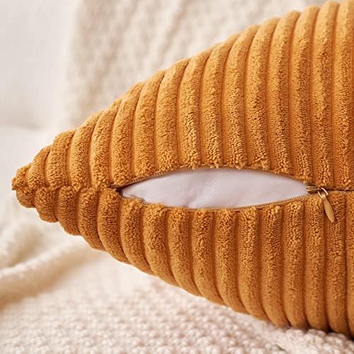 MIULEE Fall Soft Corduroy Throw Pillow Covers Set of 2 16x16 Burnt Orange - Image 5