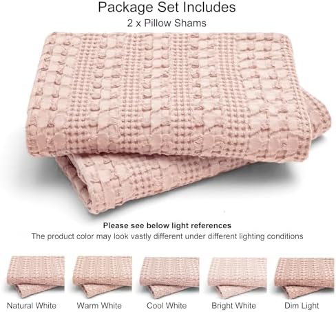 PHF 100% Cotton Waffle Weave Pillow Covers 24" x 24", 2 Pack Luxury Square Shell - Image 5