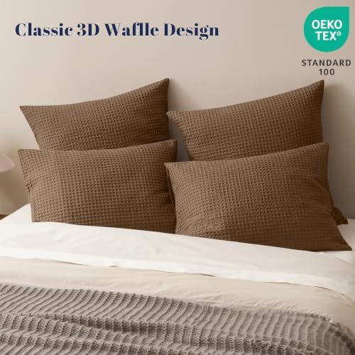 PHF Ultra Soft Waffle Pillow Shams King Size 20"x36", No Insert - Image 2