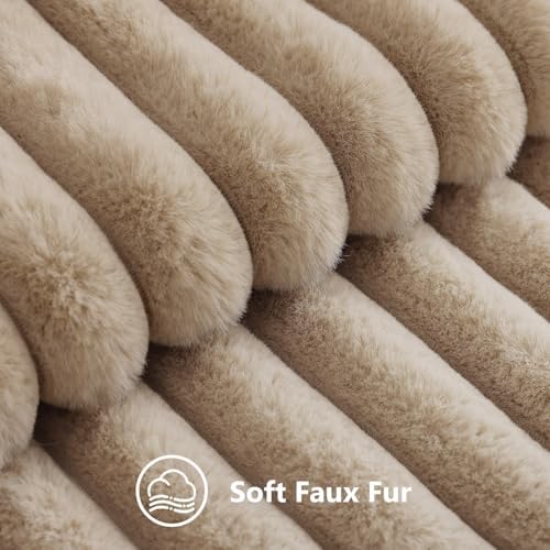 decorUhome Fall Faux Fur Throw Pillow Covers 12x20 Set of 2 Khaki Brown - Image 2