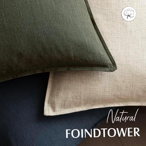 Foindtower Linen Solid Decorative Throw Pillow Cover 20x20 Inch Dark Green - Image 4