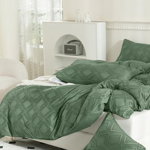 JELLYMONI Green Grid Tufted Pillowcases Body Size 20" x54" - Image 5