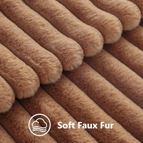 decorUhome Fall Faux Fur Throw Pillow Covers 18x18 Set of 2 Brown - Image 3