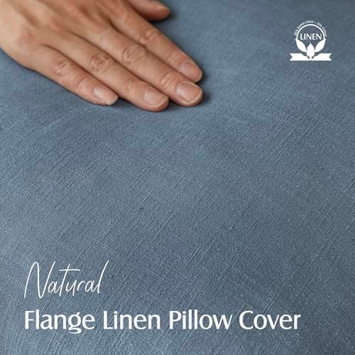Foindtower Linen Solid Decorative Throw Pillow Covers 24x24 Inch Misty Blue - Image 2