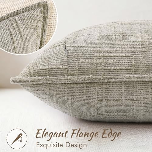 decorUhome Chenille Throw Pillow Covers 18x18 Set of 2, Light Brown - Image 3