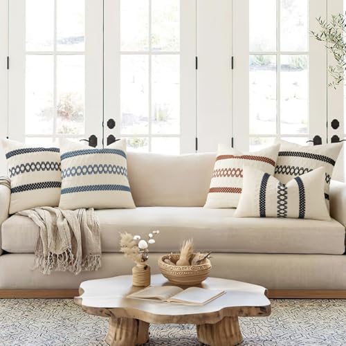 MIULEE Set of 2 Navy Blue Boho Decorative Pillow Covers 18x18 Inch - Image 3