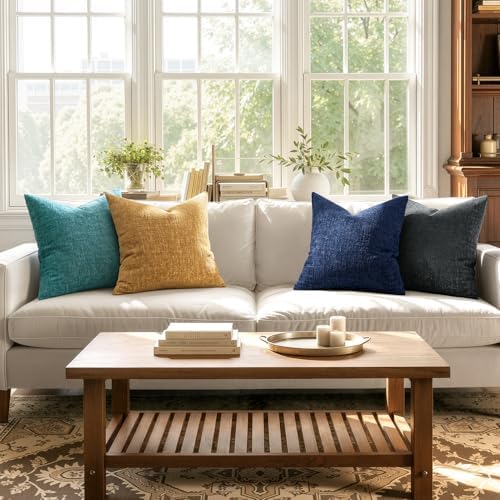 MIULEE Couch Pillow Covers Textured Chenille Home Decor 18x18 Teal Blue - Image 6