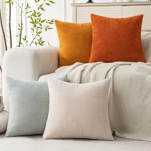 Set of 4 Soft Textured Decorative Throw Pillow Covers 20x20 Inch Cozy Farmhouse - Image 3