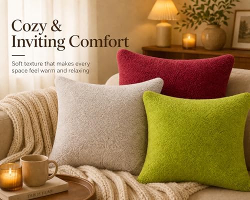REAFORT Sherpa Euro Sham Cover 26"x26", Zipper Closure - Image 6
