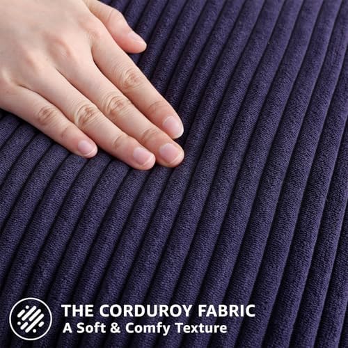 Mecatny Corduroy Decorative Throw Pillow Covers 24x24 Set of 2 Dusty Purple - Image 4