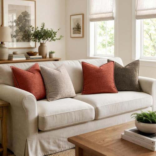 MIULEE Decorative Couch Throw Pillow Covers 16x16 Inch Taupe 2 Pack - Image 5