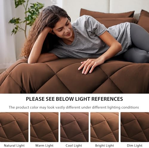 Love's cabin Twin XL Comforter Set Brown, 5 Pieces Twin XL Bed in a Bag - Image 5