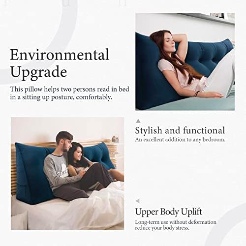 Headboard Pillow Full for Dorm Bedrest Reading Pillow, Deep Blue - Image 5