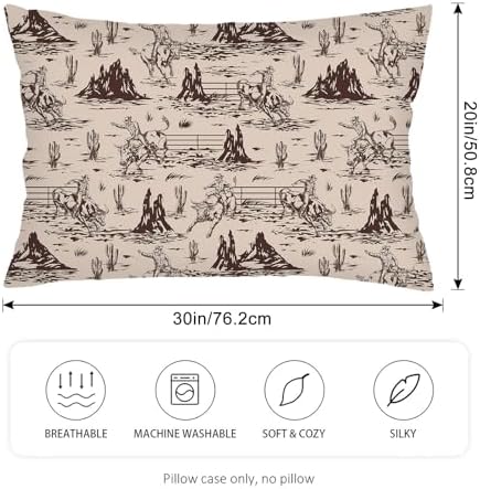 Cowboy Throw Pillow Cases Queen Size Set of 2 Farmhouse Pillow Cover Western - Image 2