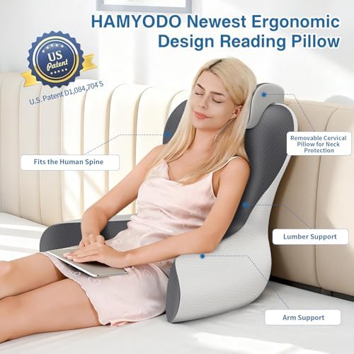 22" XL Reading Pillow Sitting in Bed, Back Support & Armrests - Image 2