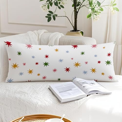 Boho Colorful Stars 20x54 Body Pillow Cover, Mid Century Modern Decorative Long - Image 6