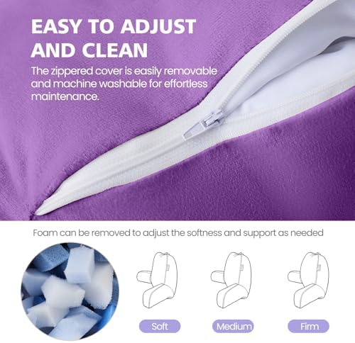 Reading Pillow with Adjustable Memory Foam, Adult Backrest with Arms, Back - Image 6