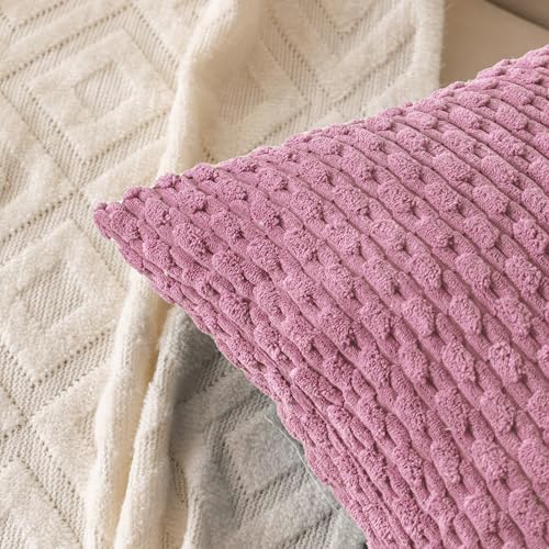 Set of 4 Pink Decorative Throw Pillow Covers 12x20 Inch Corduroy Pillow Covers - Image 5