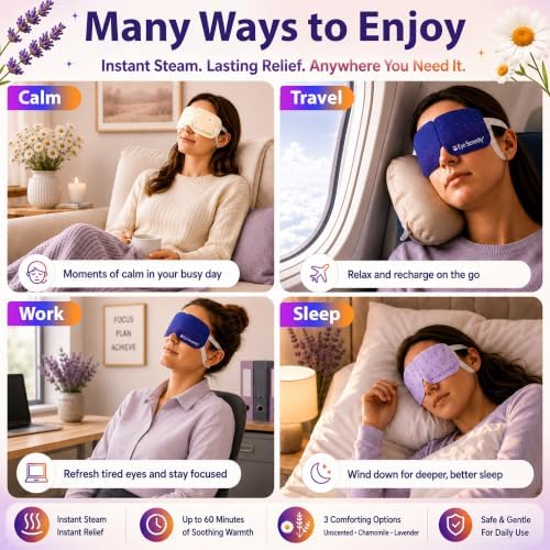 Eye Serenity Steam Eye Mask, Heated Eye Mask Fast Relief - Image 2